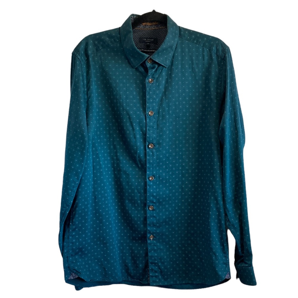 Ted Baker Button Down Shirt Long Sleeve Green Large Men’s